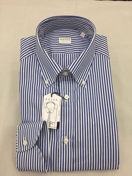 Picture of XACUS  CAMICIA UOMO ART. 11232.015.507 TAILOR FIT RIGHE BLU.